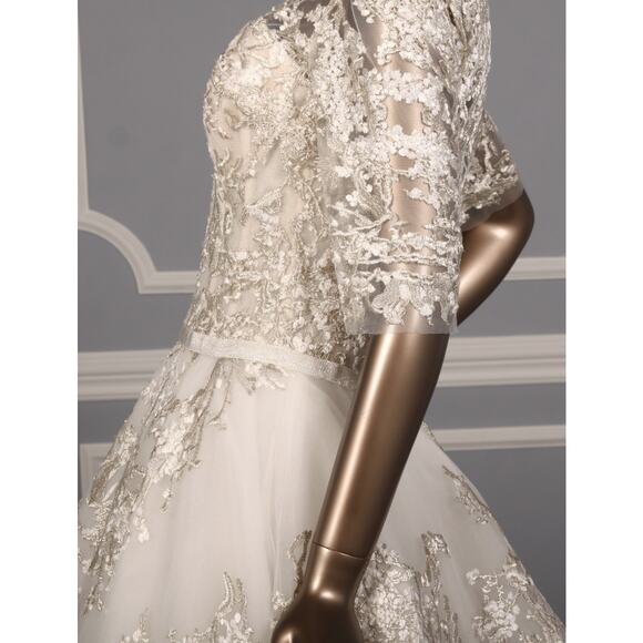 ISABELLE ARMSTRONG Charlotte Sheer Sleeves Ballgown Wedding Dress Bridal Gown 10 - Picture 9 of 11